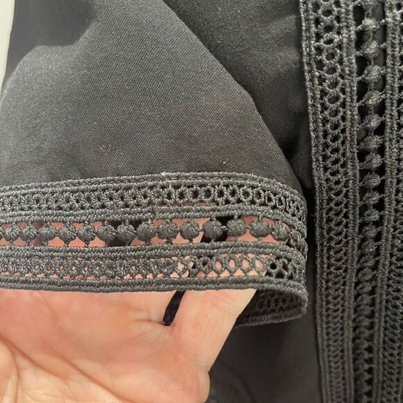 Pink‎ Owl Apparel Black Lace Peplum Blouse, Size Large - Picture 6 of 12